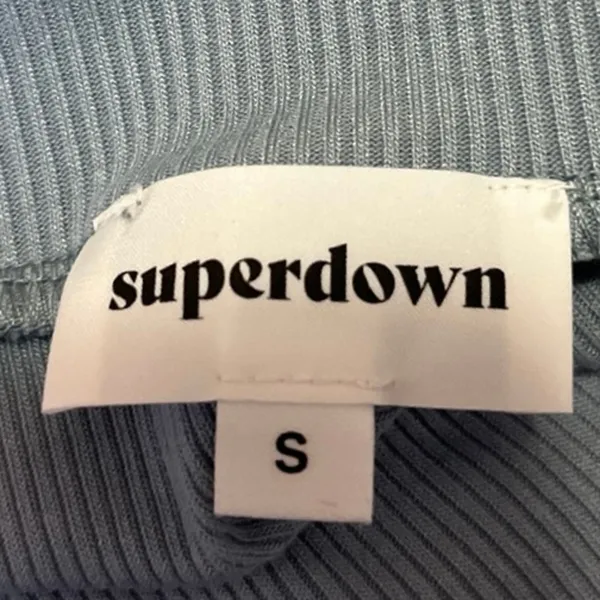 Superdown Women Blue Ribbed Knit Long Sleeve Mock Neck Sweater Crop Top Size S - Image 3