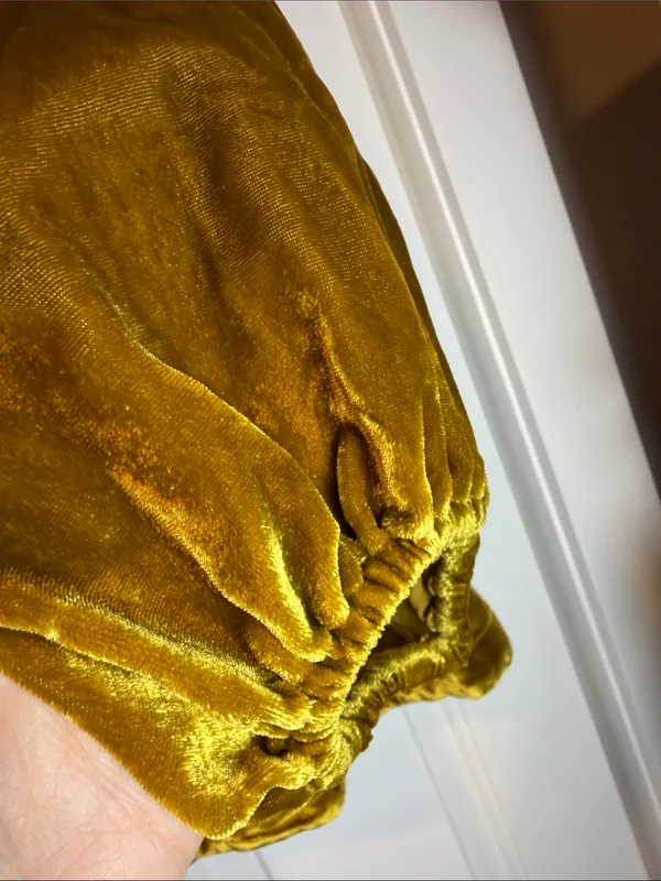 Anthropologie Golden Velvet V-Neck Peasant Blouse with detail small - Image 8