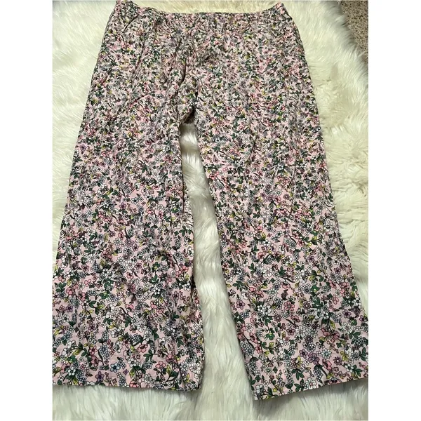 JoySpun Womens Plus Size 2X 18W-20W Pajama Pants Light Pink Ditsy Floral Pockets - Image 7