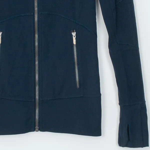 Lululemon Contour Full Zip Jacket Womens Size 4 Nocturnal Teal Thumbholes - Image 3