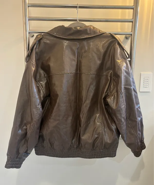 American Eagle Oversized Vegan Leather Bomber Jacket - Image 6