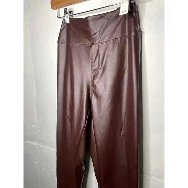 NEW Offline by Aerie SMALL Real Luxe Faux Leather High Waist Legging Dark Brown - Image 4