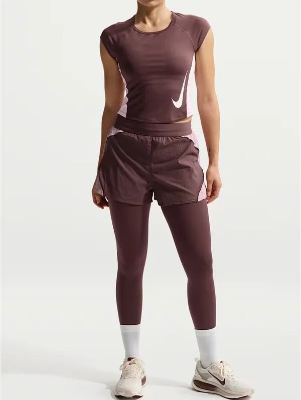 Nike Swift Repel High-Waisted Brief-Lined Running Shorts Tattoo/Light Violet XXL - Image 6