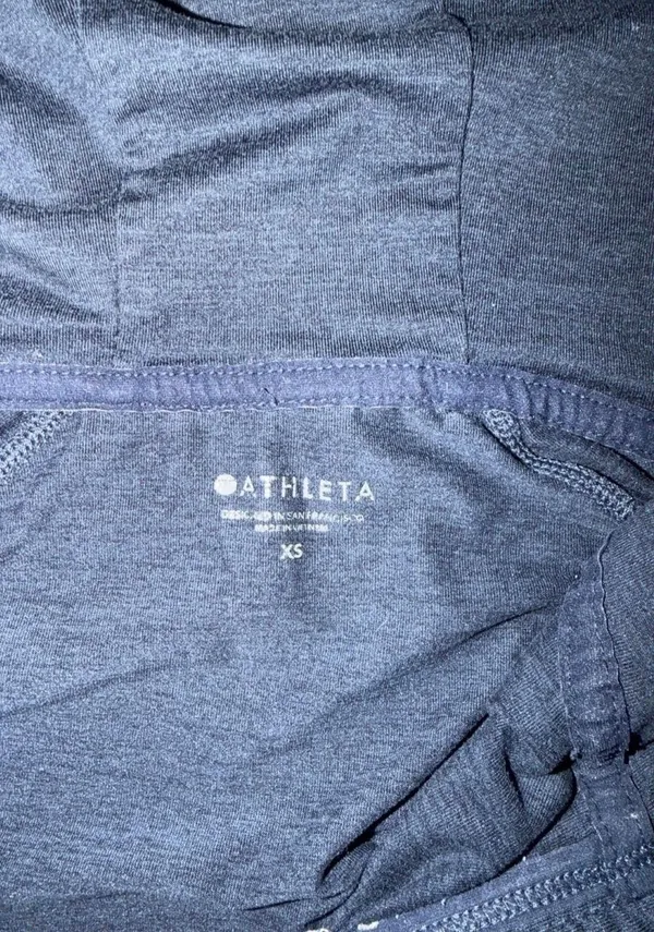 Athleta Performance Full Zip Hooded Athletic Jacket Womens Extra Small Navy Blue - Image 3