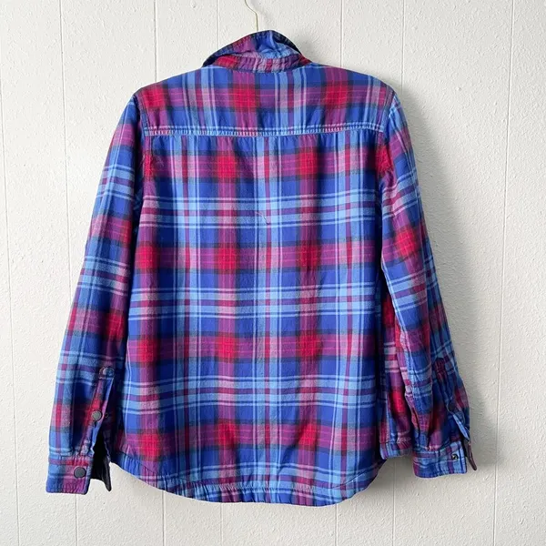 L.L.Bean Women Shacket Medium Cotton Fleece Plaid Barn Country Western Cabincore - Image 10