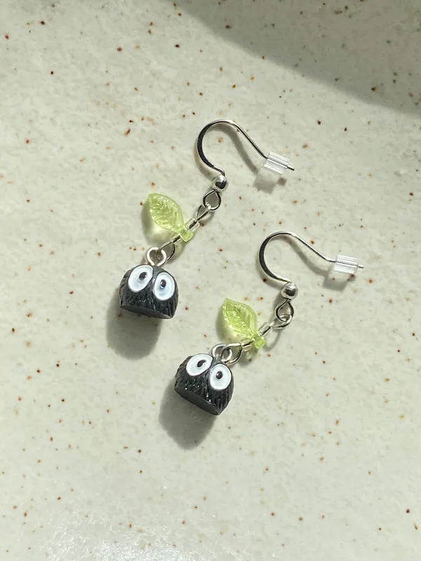 Handmade Kawaii fairy cottage style soot dangle earrings 🍃🌀🌳 - Image 7