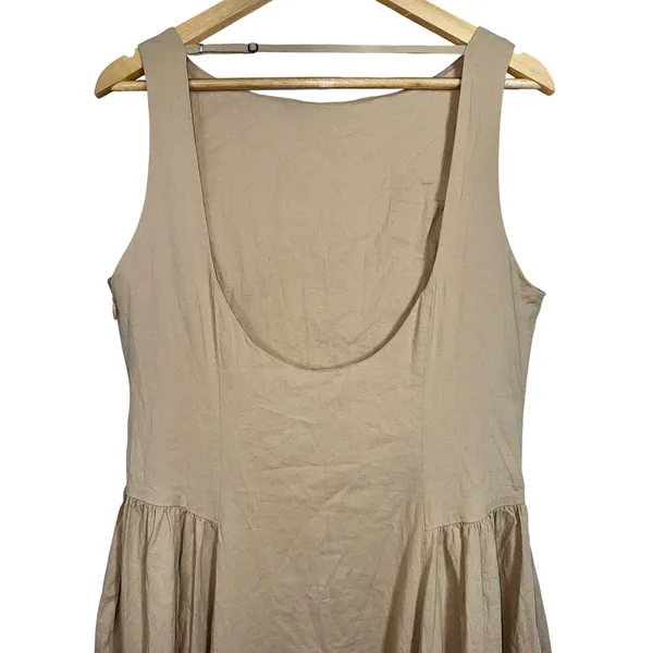 Abercrombie & Fitch Tan Beige Pleated Sleeveless Midi Dress Womens Size Large L - Image 5