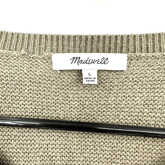 Madewell size Large‎ olive or army green knit sweater - Image 4