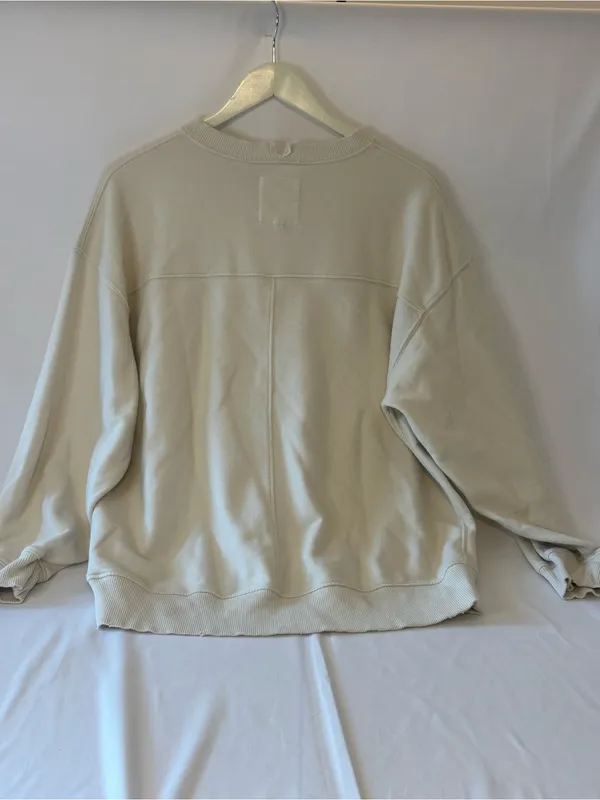Aerie Oversized Love Embroidered Crewneck Sweatshirt Cream XS Comfy Lounge Soft - Image 2
