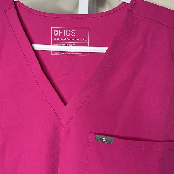 FIGS Catarina One-Pocket Nurse Scrub Top Pink XXL - Image 3