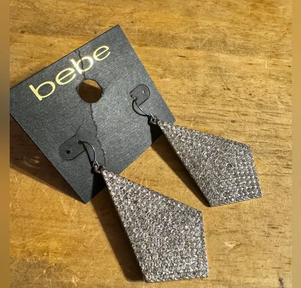 Bebe Dangle Rhinestone Statement Earrings - Image 4
