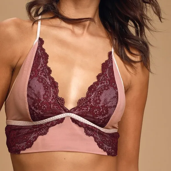 Free People Beautiful Berry Lace Bralette Bra - Image 2