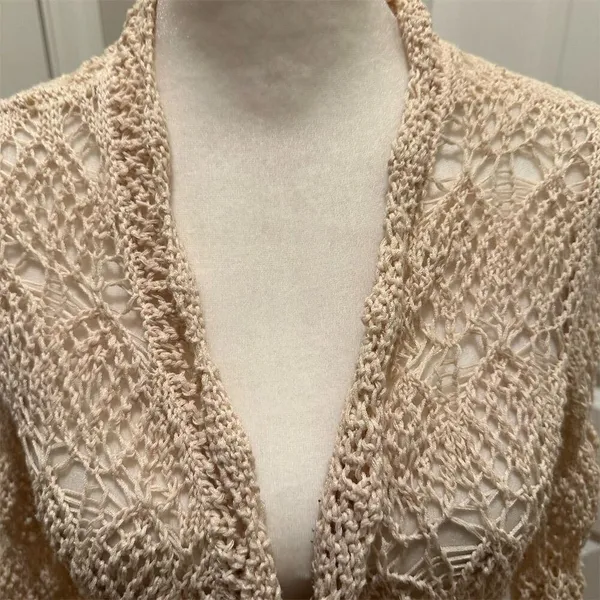 PattyBoutik Women's Ivory Open Front Loose Knit Boho Chic Cardigan Sweater - Image 3