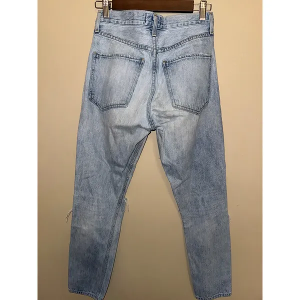 AGOLDE Riley High Rise‎ Straight Crop Jeans Light Wash Distressed Blue Size 25 - Image 6