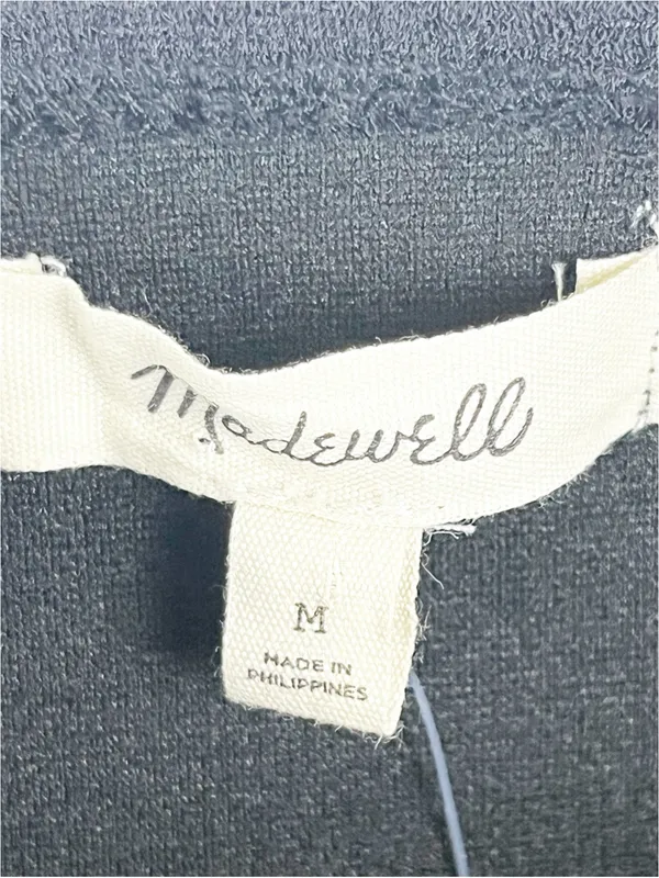 MADEWELL Black Crepe Square Neck Puff Sleeves Crop Top Medium Preppy Casual Boho - Image 3