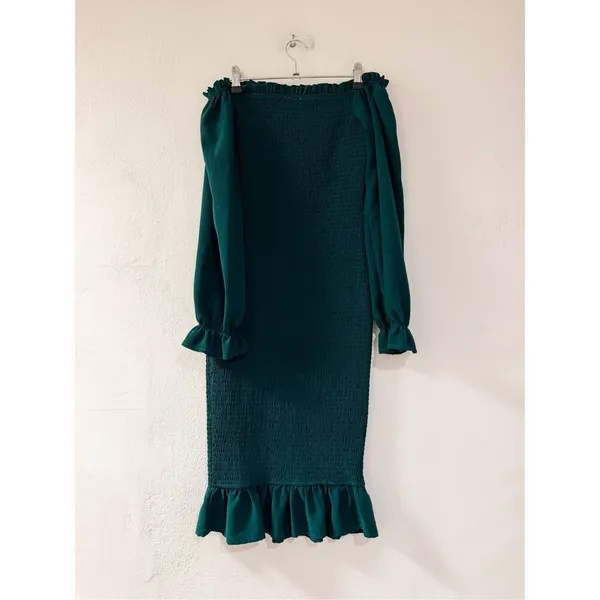 Baltic Born Esther Smocked Midi Dress in Green Small - Image 3