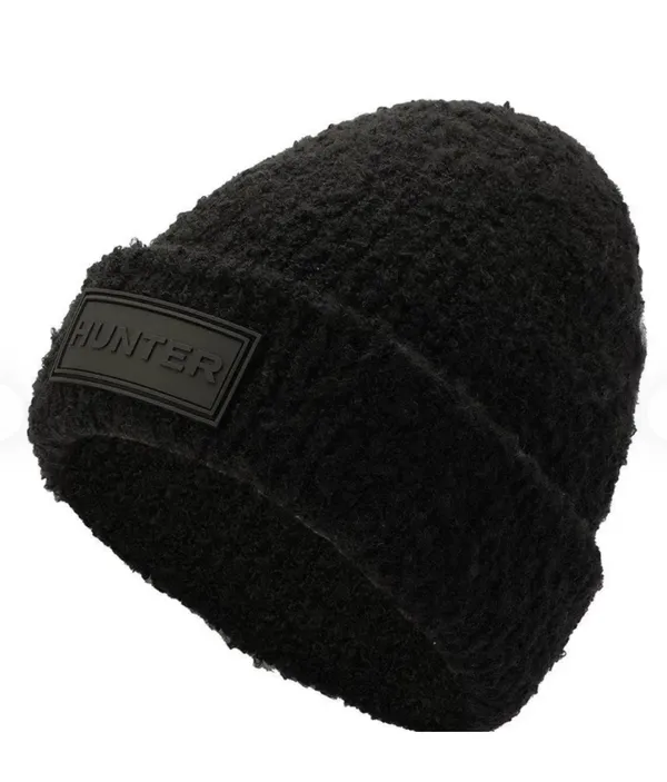Hunter Black Unisex Tonal Patch Beanie Hat - Image 3