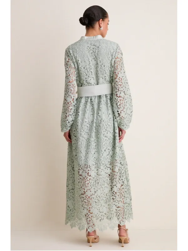 Tuckernuck Sage Lace Calliope Dress M Eyelet Long Puff Sleeve Wedding Feminine - Image 4