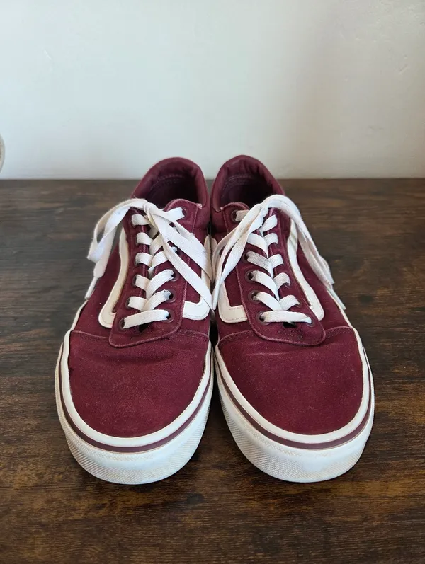 Vans Ward Low Top Sneakers Burgundy Maroon Skater Grunge Casual Comfy Women 8.5 - Image 2