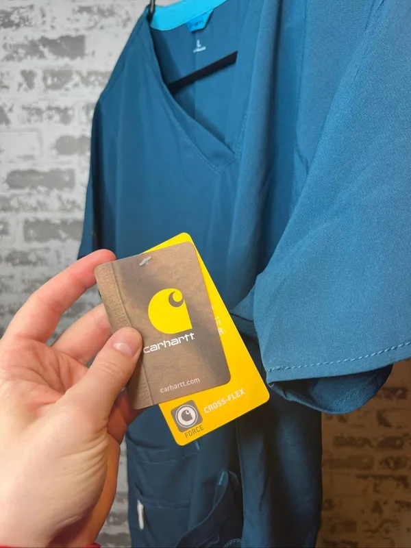 Carhartt | women nwt turquoise blue force scrub top - Image 7