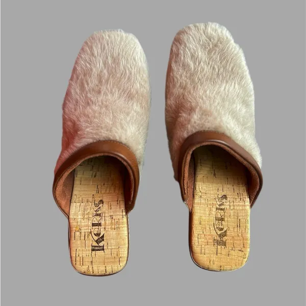 KORKS Fur Clogs Taupe size 8 or 9 Brown - Image 7