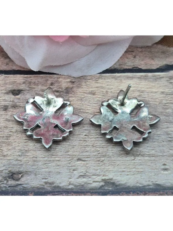 Cute 925 & Marcasite Silver Pierced Stud Earrings Whimsigoth Witchy Classic - Image 7