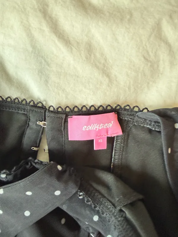 Edikted Black Polka Dot Bustier Corset Top - Image 4