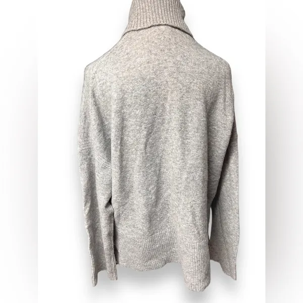J.Crew Wool Blend Ribbed Turtleneck Sweater Merino Alpaca Gray Sz M - Image 4