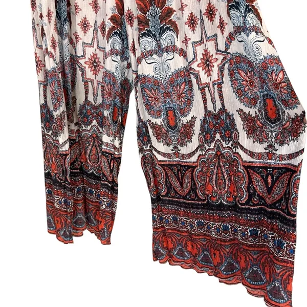 Free People Boho Gold Dust Printed Wide Leg High Waist Flowy Pants - Image 5