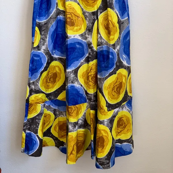 Mangishi Doll Sz 10 Zahara‎ Maxi Dress in Yellow Swirl Whimsical Open Back - Image 8