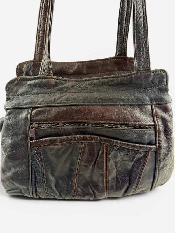 Vintage Genuine Leather Tote Bag Brown Slouchy Made in‎ Mexico - Image 3