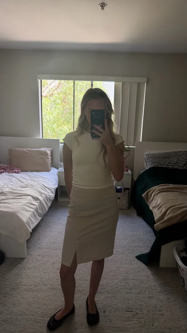 Vintage Y2K Midi Skirt White Size XS - Image 4