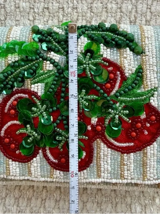 Handcrafted in India Striped Tomato Beaded Shoulder Bag VIRAL NWT - Image 6