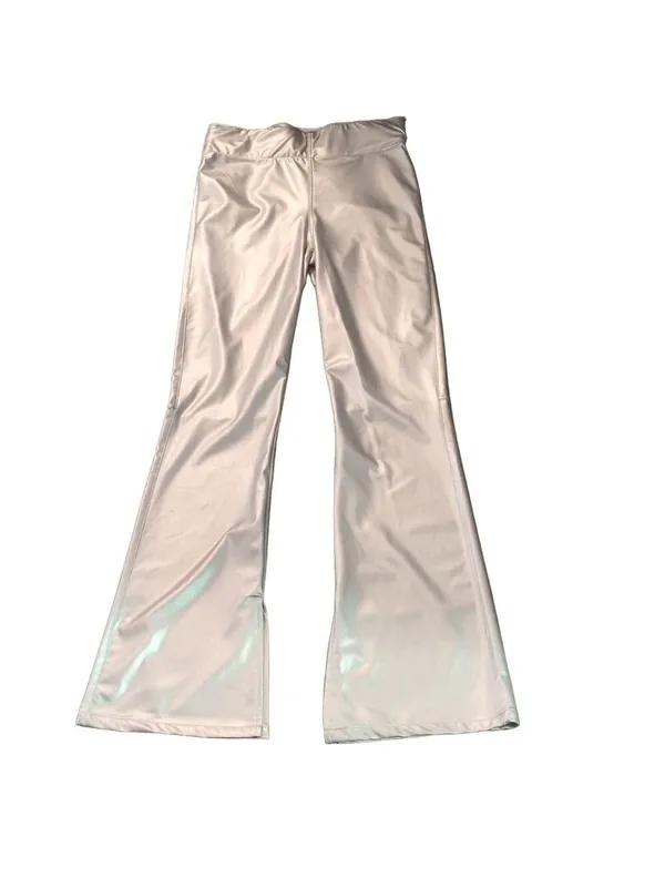 Show Me Your Mumu Silver Nashville Pull On Flares Faux Leather Size Medium - Image 3