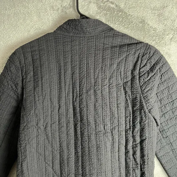 J. Jill Black‎ Quilted Seersucker Jacket Embroidered Trim Pockets Boho Chic XS - Image 5