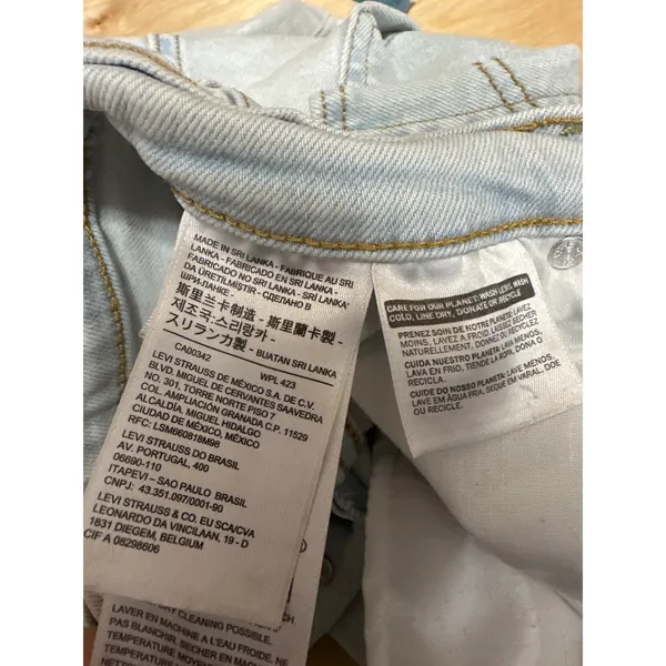 Levi's Ribcage Women's Blue High Rise Distressed Straight Denim Jeans Pants 28 - Image 5