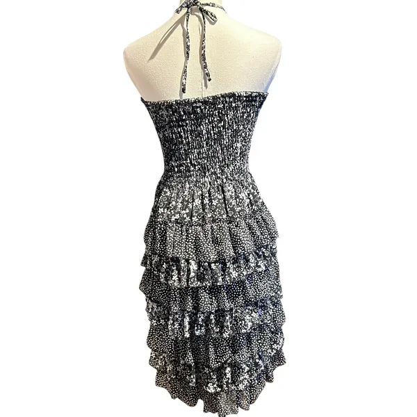 CZ Cover Up Smocked Layered Ruffle Dress Med Boho Chic Fairy Cottage Whimsey - Image 6