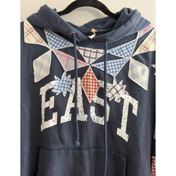 Free People Saint Sweatshirt Hoodie Tunic Top Embroidered Oversized‎ Size Small - Image 3