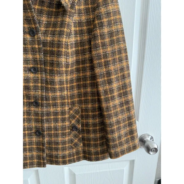 Vintage Pendleton Plaid Wool Jacket Green Brown Yellow Button Women's 12 - Image 4
