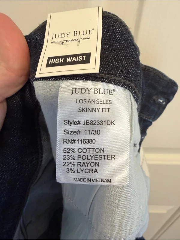 Judy Blue High Waisted Button Fly Skinny Fit Dark Blue JB82331DK Size 11/30 - Image 7