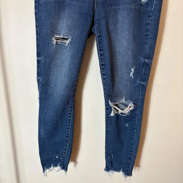 Judy Blue Skinny Fit Jeans Size 9/29 Dark‎ Wash Distressed Denim - Image 3
