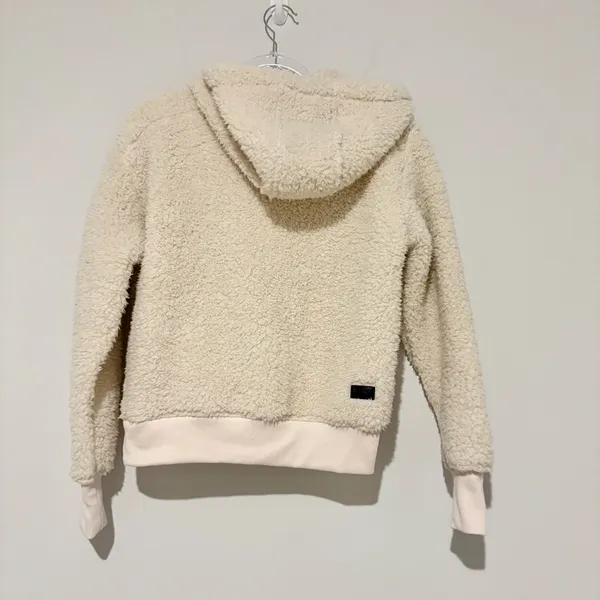 WEAR by Erin Andrews Carolina Panthers Sherpa Half-Zip Hoodie cream‎ women small - Image 2