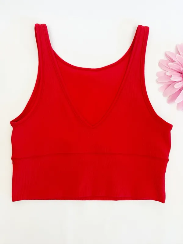 Lululemon Power Pivot Ribbed Tank Crop Top Love Red - Image 4