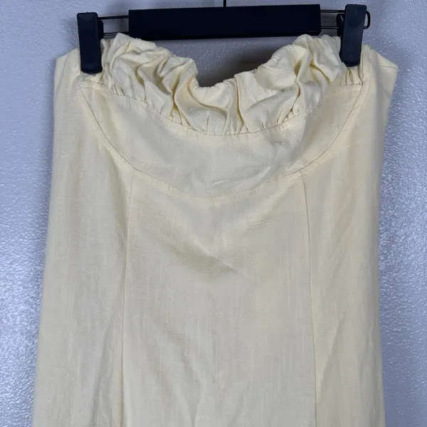NEW Peppermayo Tayla Linen Blend Maxi Dress Womens US 8 Butter Yellow Strapless - Image 2