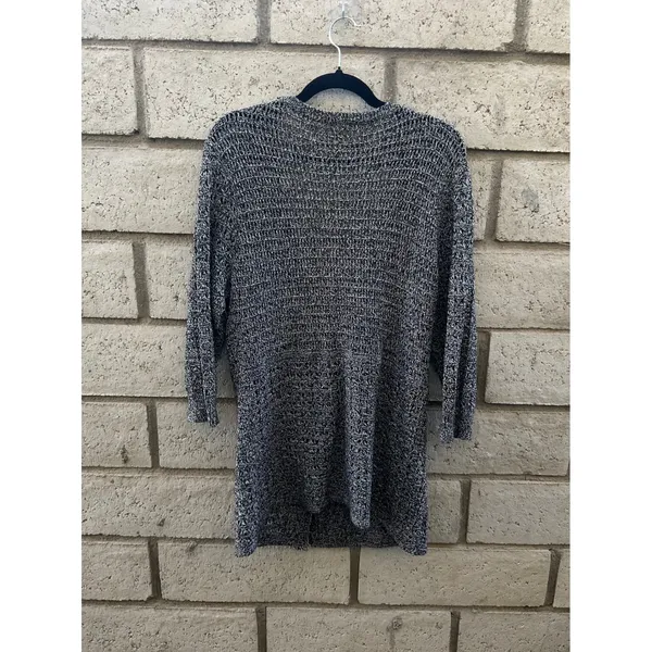 DKNY Jeans Women's Black White Knit 3/4 Sleeve Cardigan Sweater Top‎ XL - Image 2
