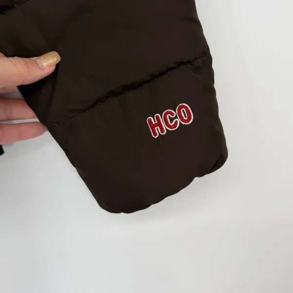 Hollister Brown 50% Down Puffer Jacket Coat‎ HCO Logo Full Zip L Y2K - Image 3