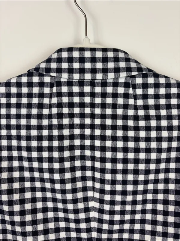 J. Crew Parke Gingham Blazer Women’s 2 Cotton Single Button Navy White - Image 8