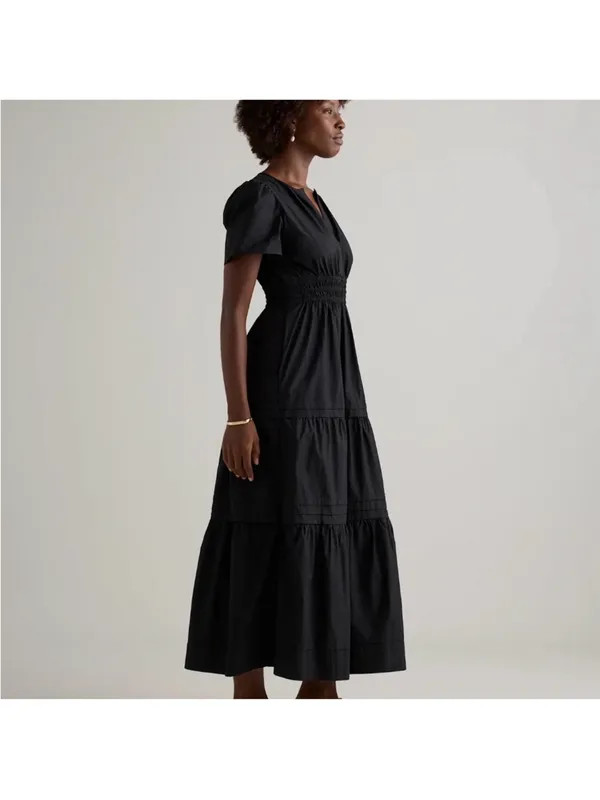 Quince 100% Organic Cotton Poplin Tiered Maxi Dress - Image 3