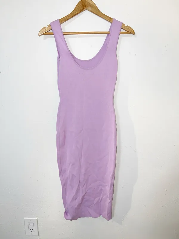 Super Down midi lavender purple ribbed tank top fitted bodycon summer dress - Image 7