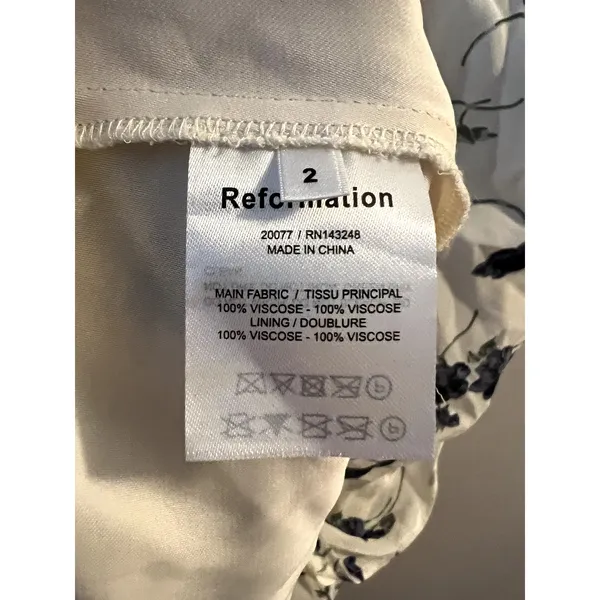 Reformation Kourtney Floral White Blue Dress Blueberries size 2 - Image 5